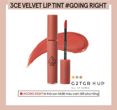  Son 3CE Velvet Lip Tint Going Right – Màu cam hồng đất