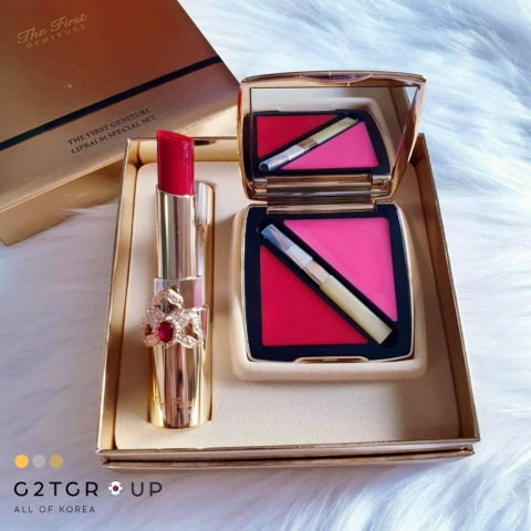 Set dưỡng môi Ohui The first tặng khay son 2 màu