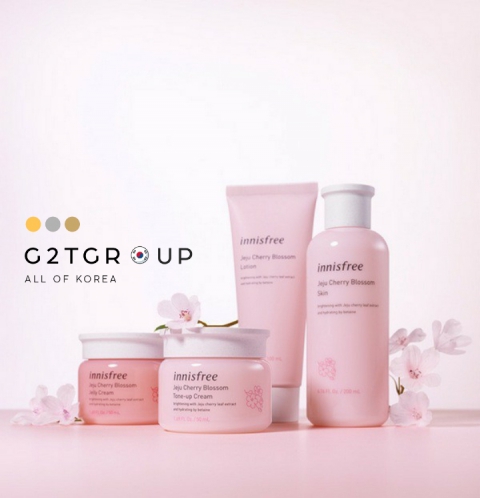 Set Dưỡng Innisfree Jeju Cherry Blossom Cream Duo Set - Travel Exclusive (Hồng)