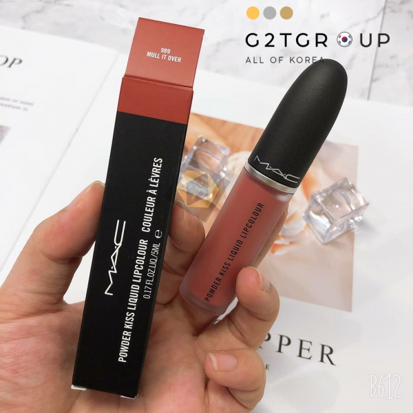 Son Kem Mac Powder Kiss Liquid Lipcolour Màu 989 Mull It Over Cam Hồng Đất