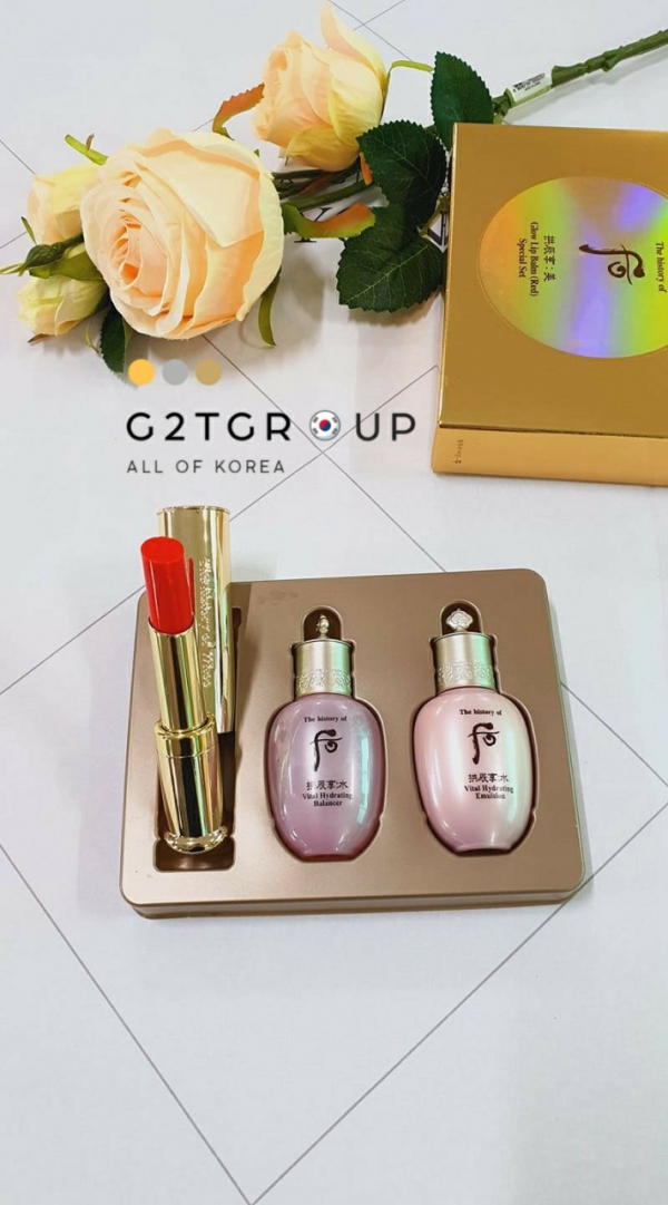 Bộ son dưỡng môi Whoo Glow Lip Balm có màu tặng 2 lọ dưỡng da